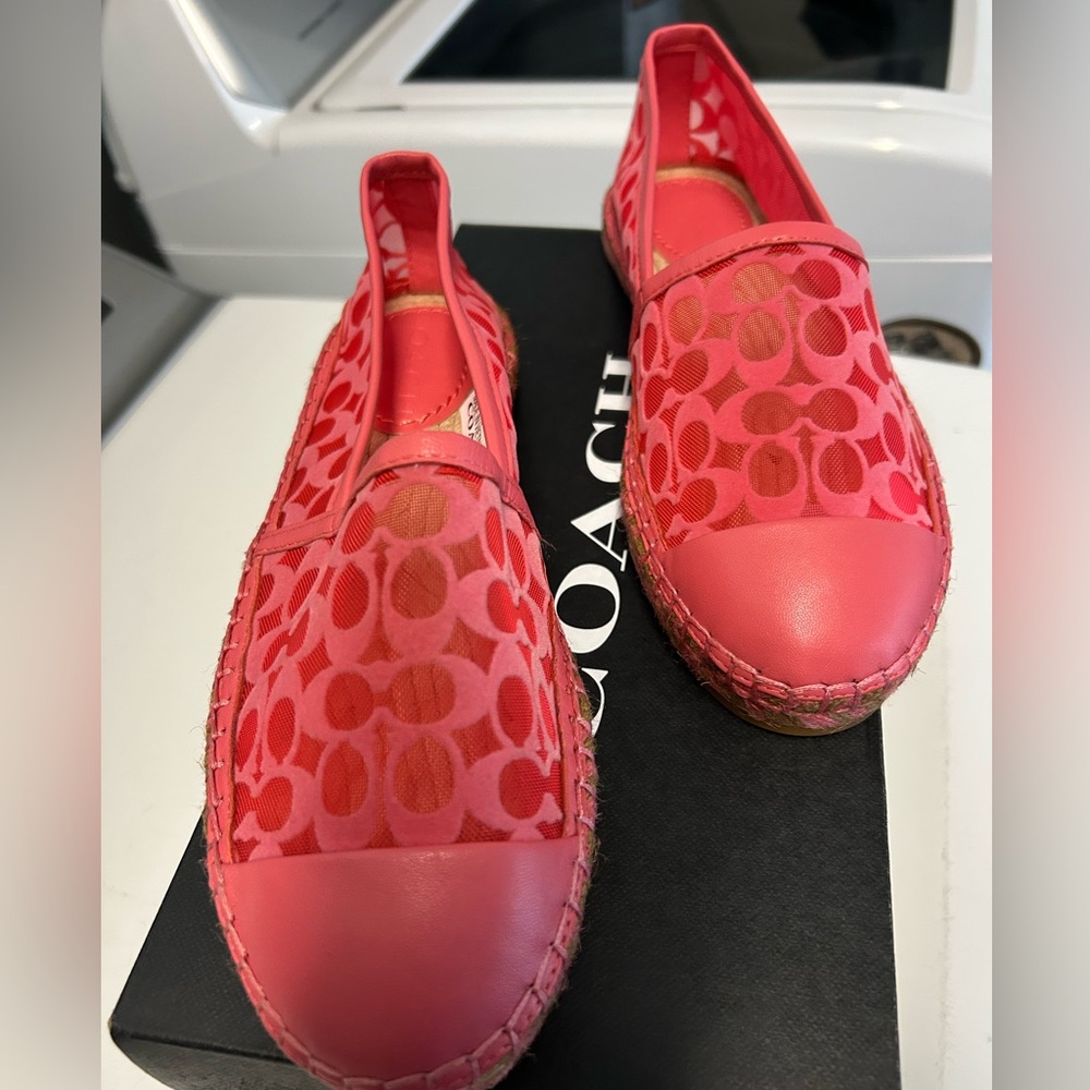 Coach Red Espadrille Slip-Ons with Lace Overlay - Picture 6 of 6